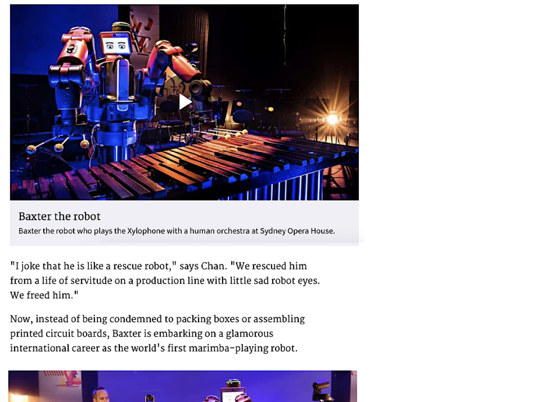 Baxter the Robot and the Interactive Orchestra
