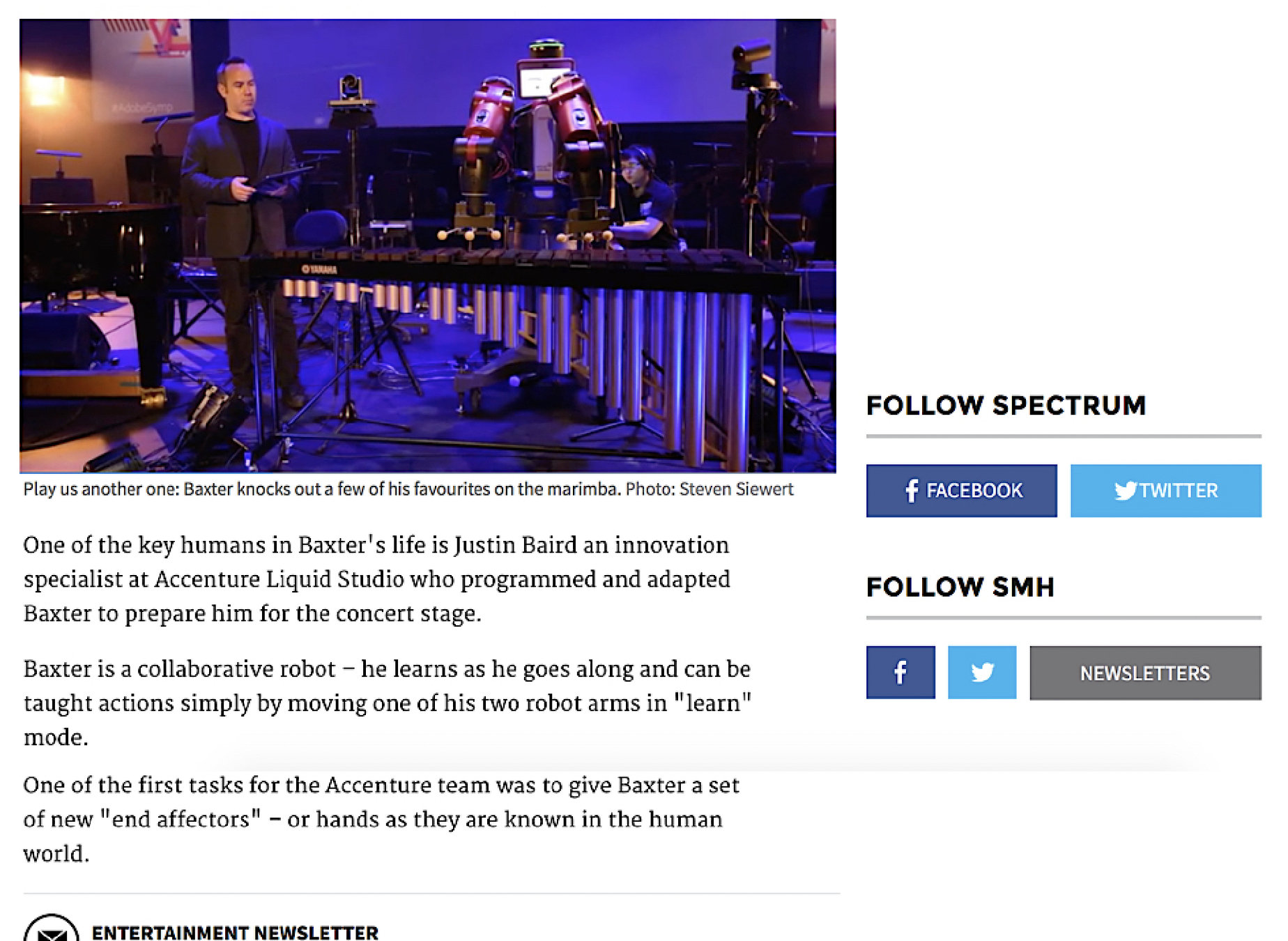 Baxter on the marimba with the orchestra at the Sydney Opera House.