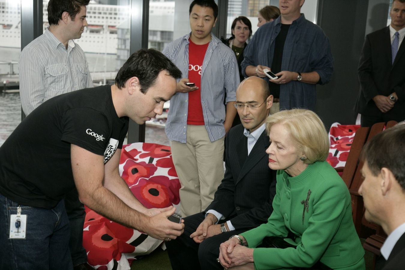 Demonstrating the first Android phone to Governor General Quentin Bryce.