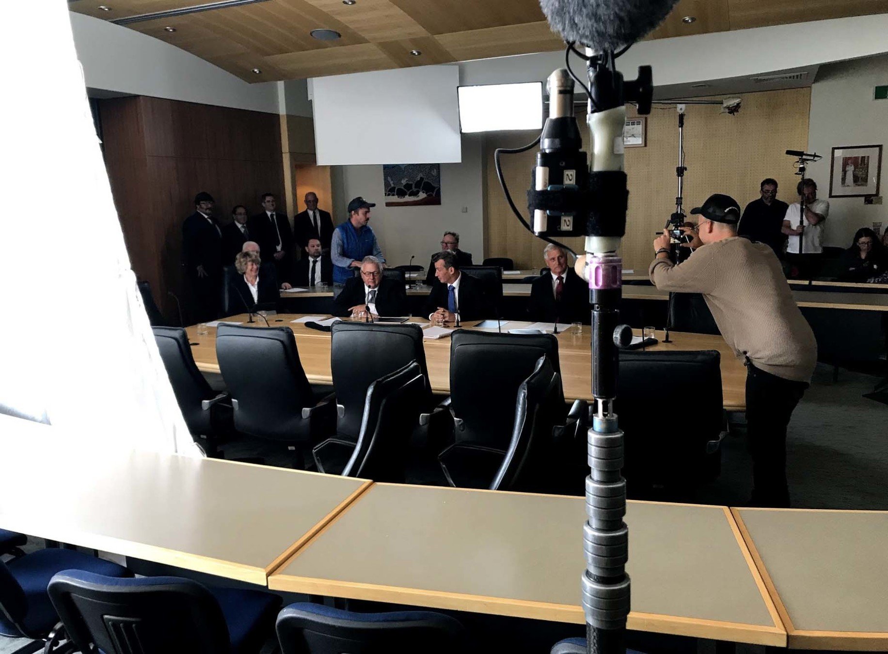 Behind the scenes during 2040 filming.