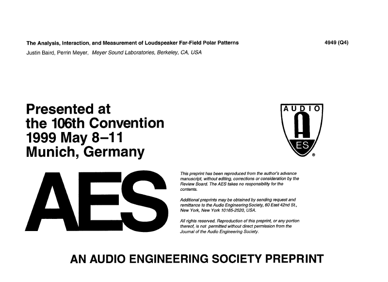 The Analysis, Interaction, and Measurement of Loudspeaker Far-Field Polar Patterns