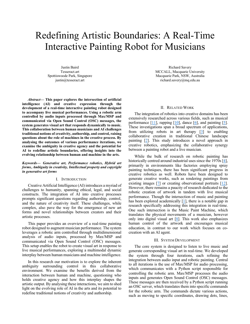 Redefining Artistic Boundaries: A Real-Time Interactive Painting Robot for Musicians
