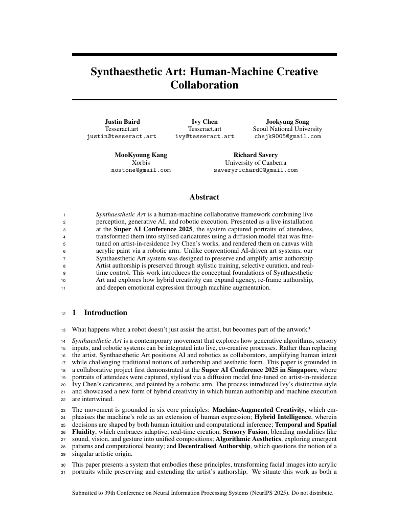 Synthaesthetic Art: Human-Machine Creative Collaboration