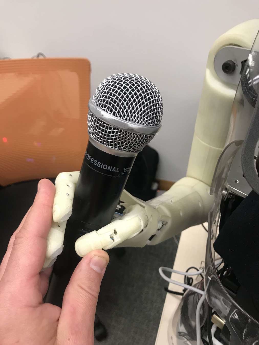 The robotic microphone setup.