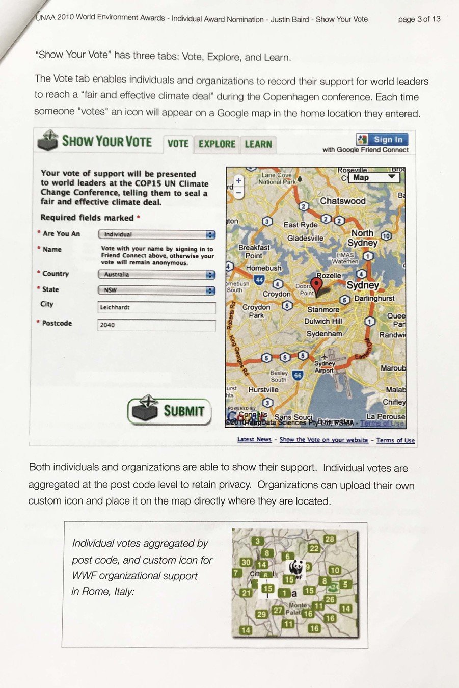 Show Your Vote: a Ballot Box for the Planet